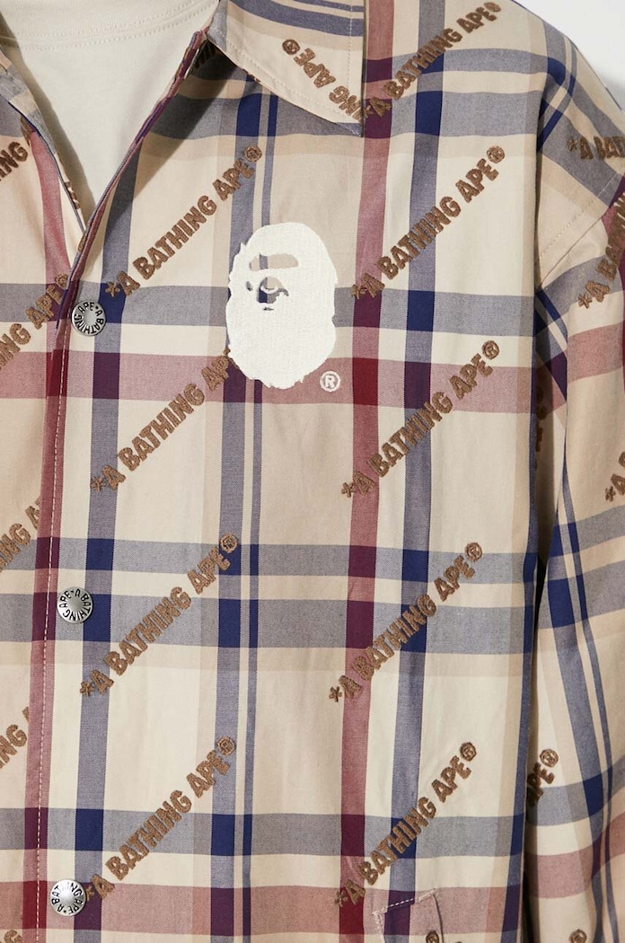 A Bathing Ape kurtka bawełniana A Bathing Ape Logo Check Pattern Coach Jacket 1J80140052