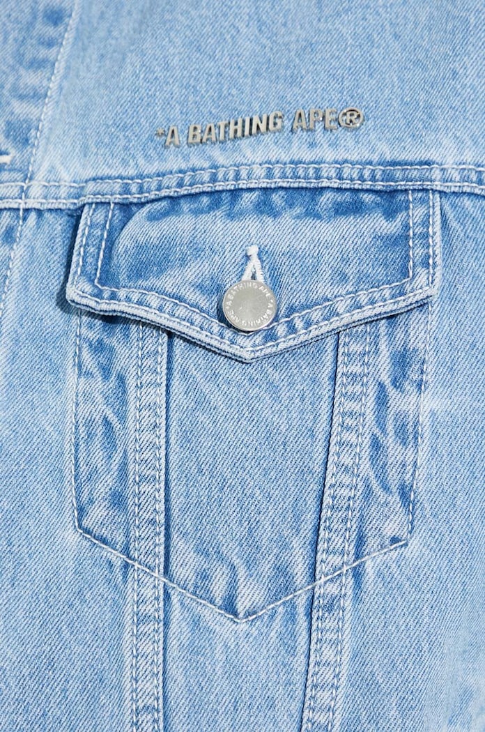 A Bathing Ape giacca di jeans Metal Logo Pin Denim Jacket 1J80140056