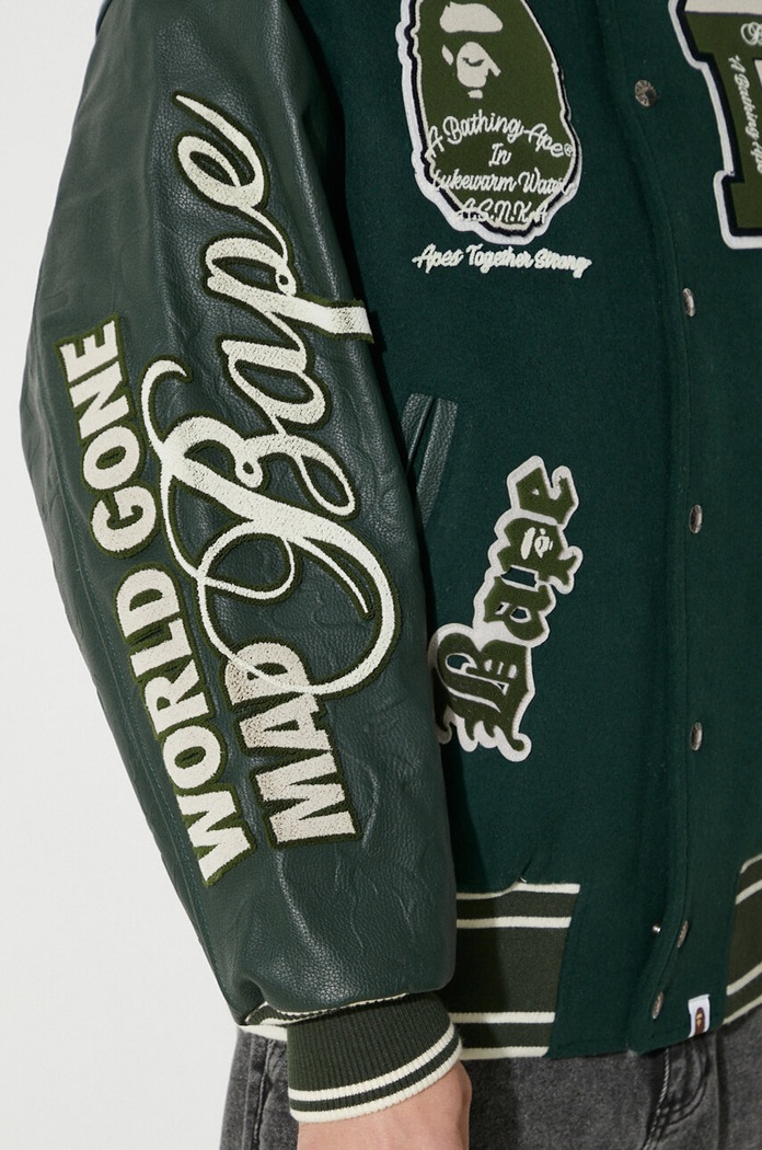 Вовняна куртка-бомбер A Bathing Ape Bape Patch Coach Jacket 1J80141058