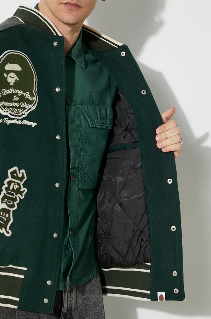 Вовняна куртка-бомбер A Bathing Ape Bape Patch Coach Jacket 1J80141058