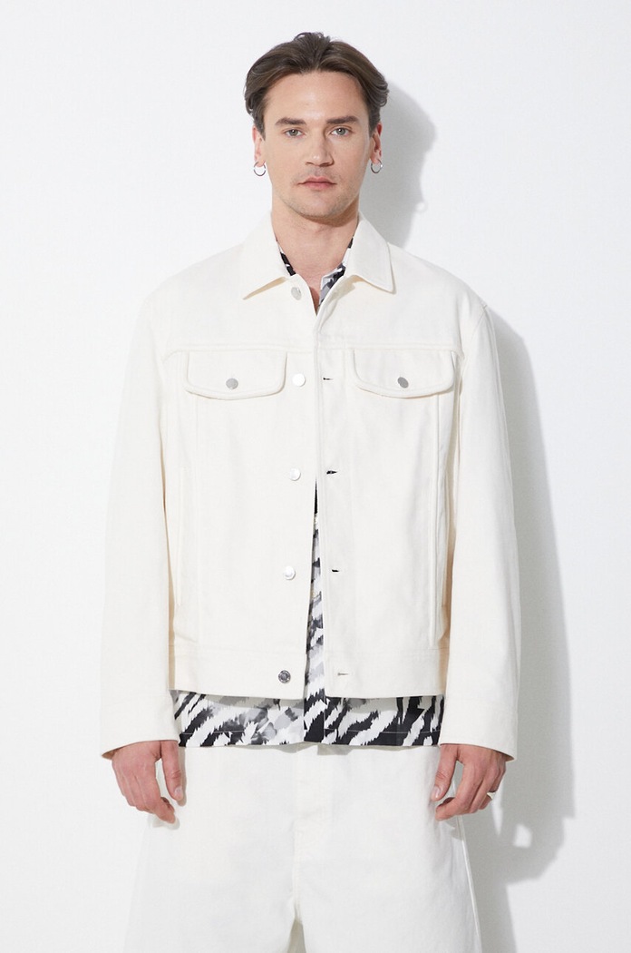 Βαμβακερό σακάκι Neil Barrett Slim Front Pockets Jean Jacket χωρίς μόνωση μπεζ MY11089A.Y029.108N