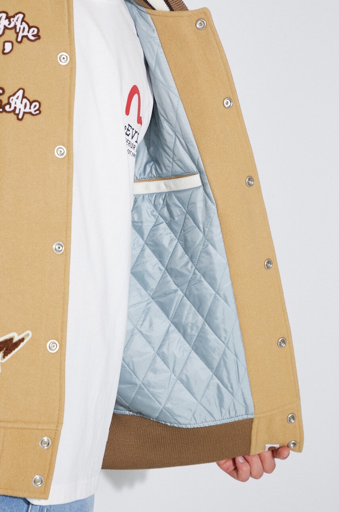 A Bathing Ape kurtka bomber wełniana Bape Multi Motif Varsity 1J80141001