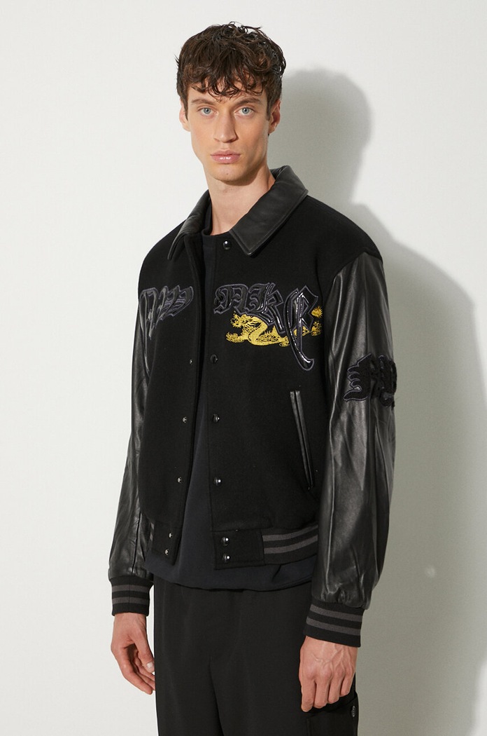 Μάλλινο μπουφάν Awake NY Varsity Jacket μαλλί μαύρο SP24.OT001