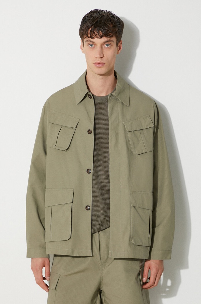 MKI MIYUKI ZOKU kurtka bawełniana Ripstop Cargo Jacket zielony RIPSTOP.CARGO.JACKET