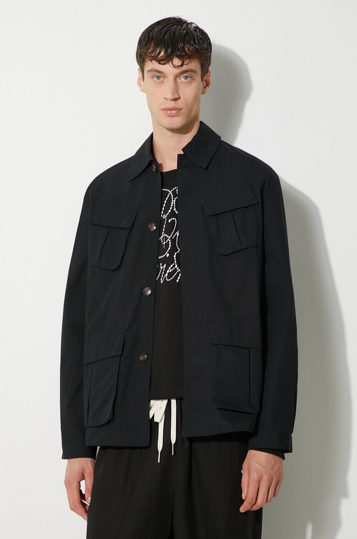 MKI MIYUKI ZOKU jacheta de bumbac Ripstop Cargo Jacket necaptusit negru RIPSTOP.CARGO.JACKET