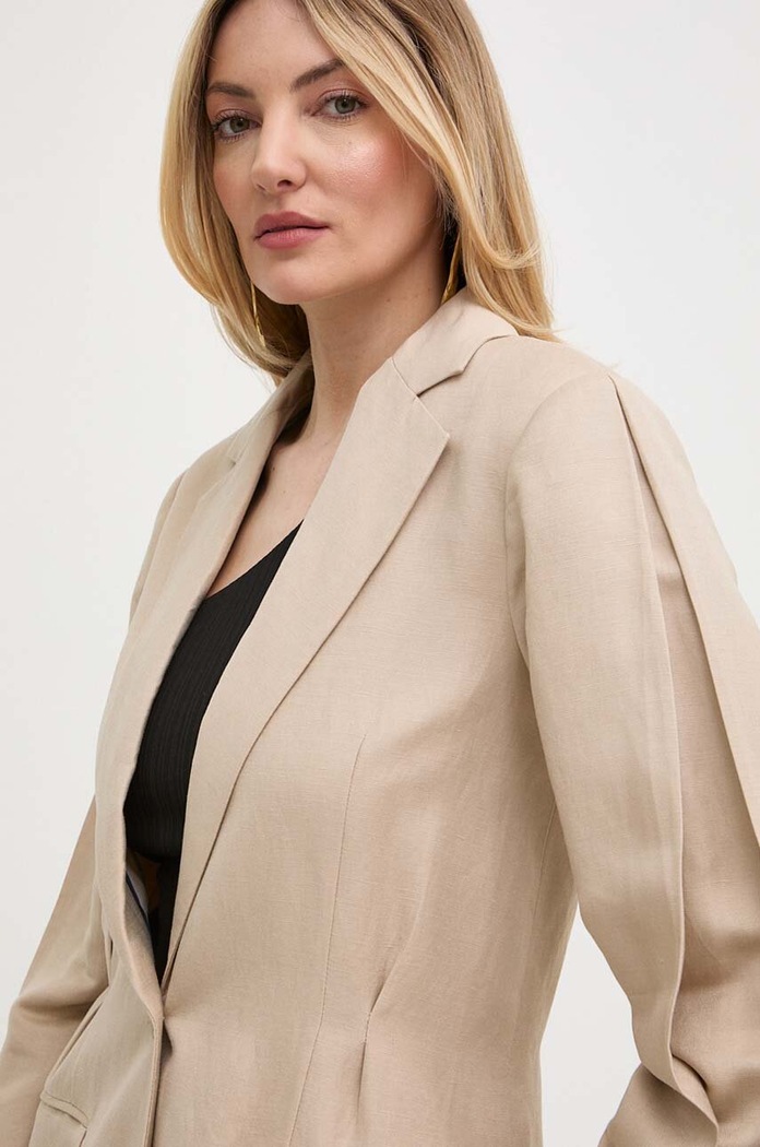 Twinset marynarka lniana beżowy 241LL2PAA