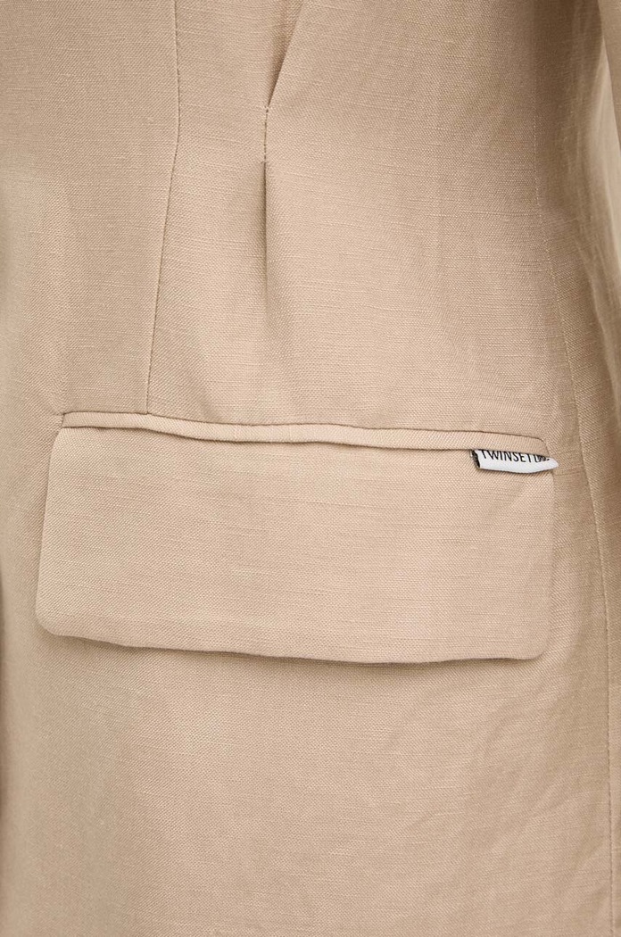 Twinset marynarka lniana 241LL2PAA beżowy