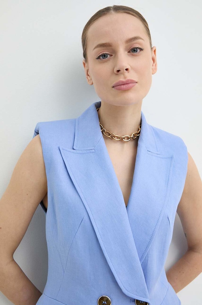 Lněná vesta Luisa Spagnoli VOLTA modrá 541180
