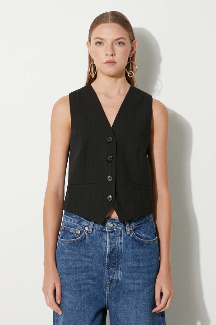 Samsoe Samsoe gilet SARAMONA all-over print black F24100047