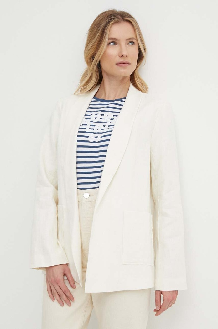 Pepe Jeans marynarka lniana MIRKA tkanina beżowy PL402377