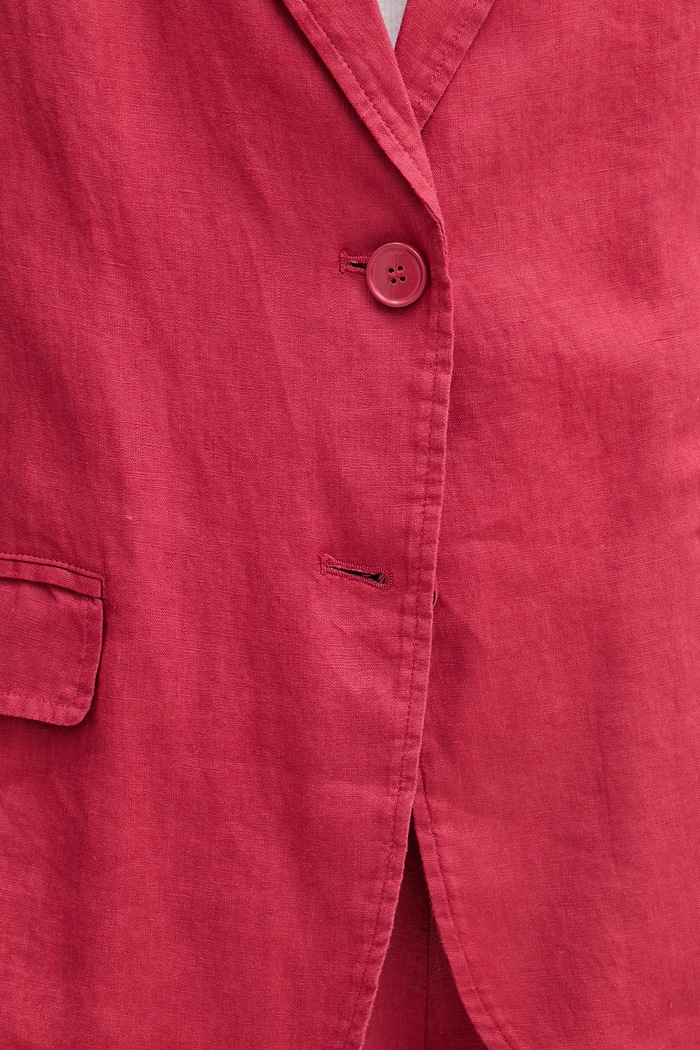United Colors of Benetton jednořadé sako dámské lněné 2AGHDW00R červená