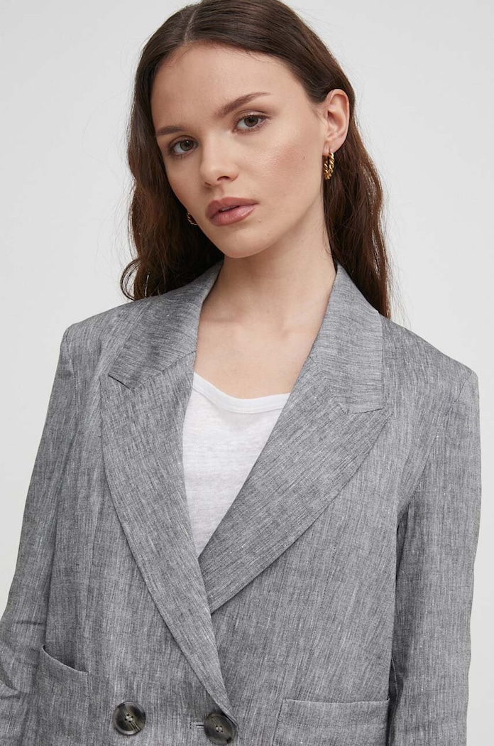 Λινό πανωφόρι Sisley 25Q6LW021 γκρί