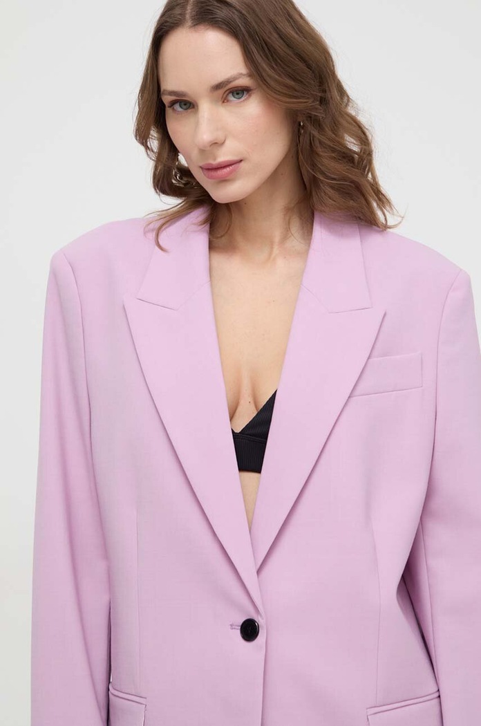 Karl Lagerfeld blézer gyapjú keverékből rózsaszín 241W1406