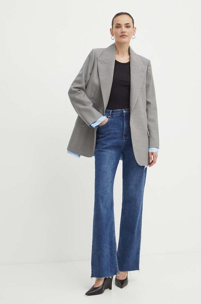 Vlnené sako Victoria Beckham 1224WJK005379A sivá SS24