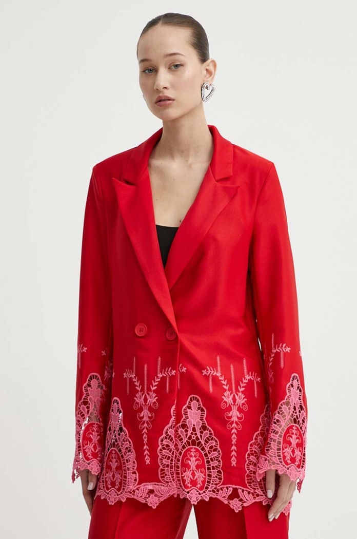 Never Fully Dressed marynarka aplikacja czerwony NFDOU303.Red