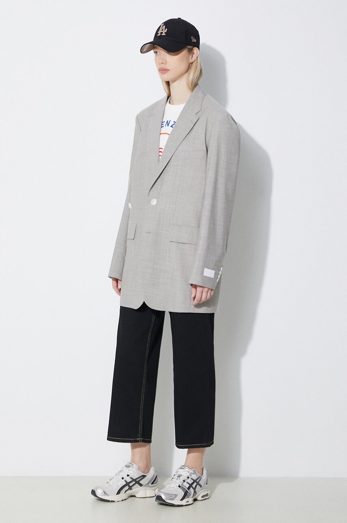Vlněné sako Kenzo Solid Kimono Blazer látka šedá FE52VE2469RB.96