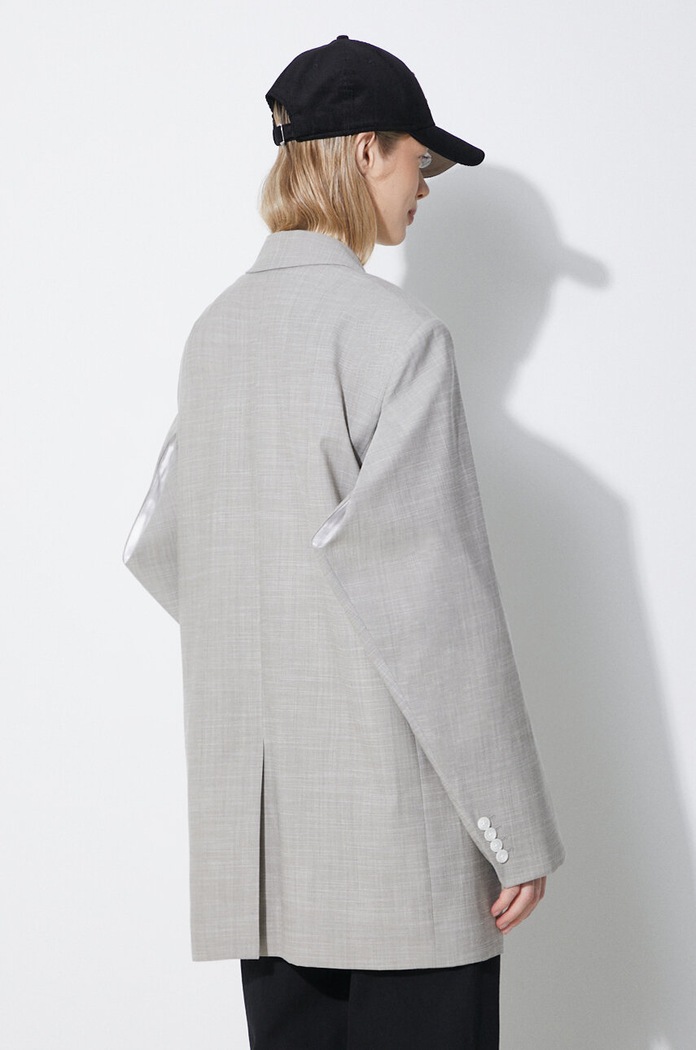 Vlněné sako Kenzo Solid Kimono Blazer FE52VE2469RB.96 šedá SS24