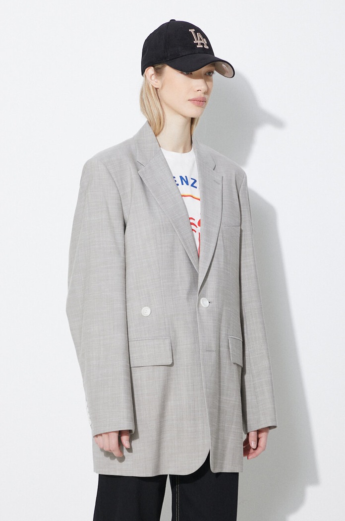 Oblečení Vlněné sako Kenzo Solid Kimono Blazer FE52VE2469RB.96 šedá
