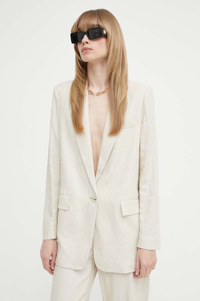 Bruuns Bazaar marynarka z domieszką lnu OxalisBBFreida blazer beżowy BBW3938