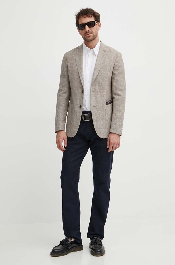 Vlněné sako Michael Kors MK0BL01037 béžová SS24