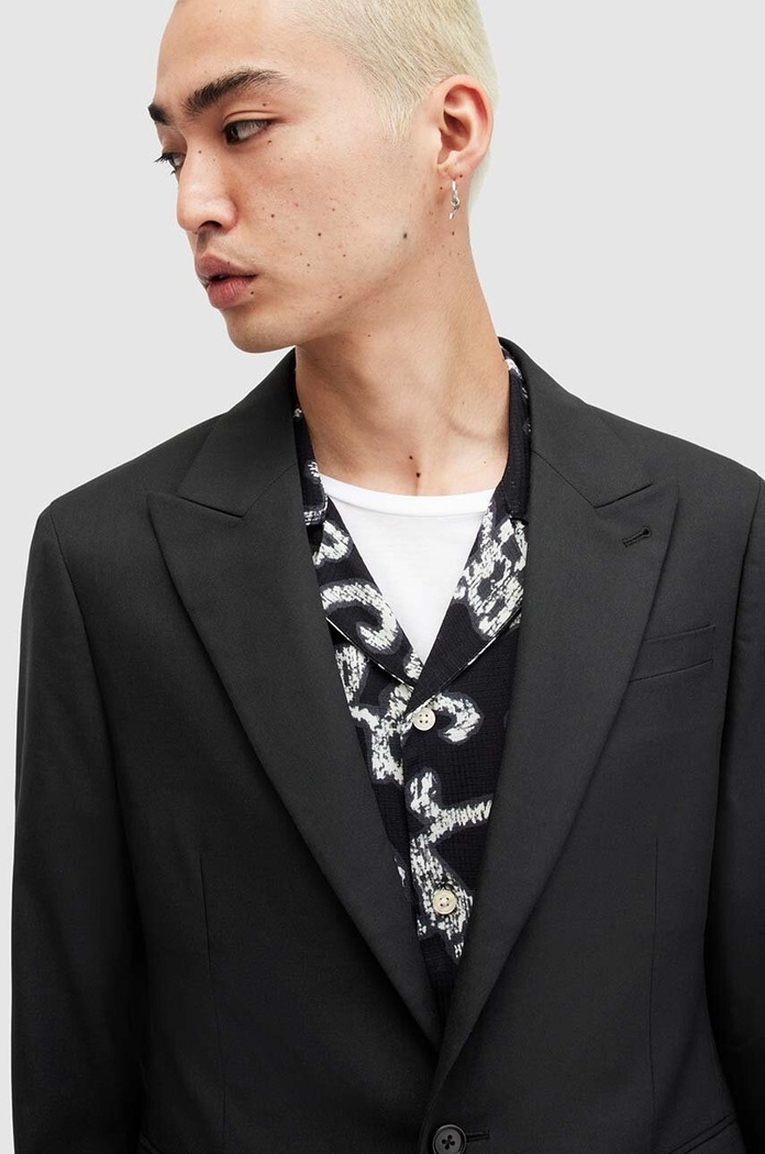 Сако с вълна AllSaints Dima MJ201Z черен SS25