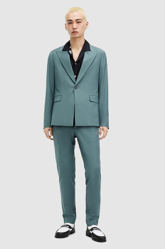 Вълнено сако AllSaints MOAD BLAZER тюркоазен MJ553Z