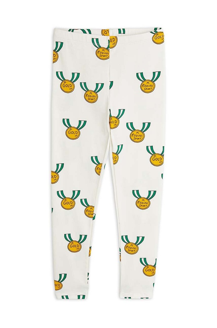 Mini Rodini legginsy dziecięce Medals z elastanem biały 2423014397