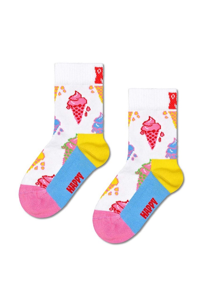 Happy Socks sosete copii Kids Ice Cream Sock sosete lungi alb P000798
