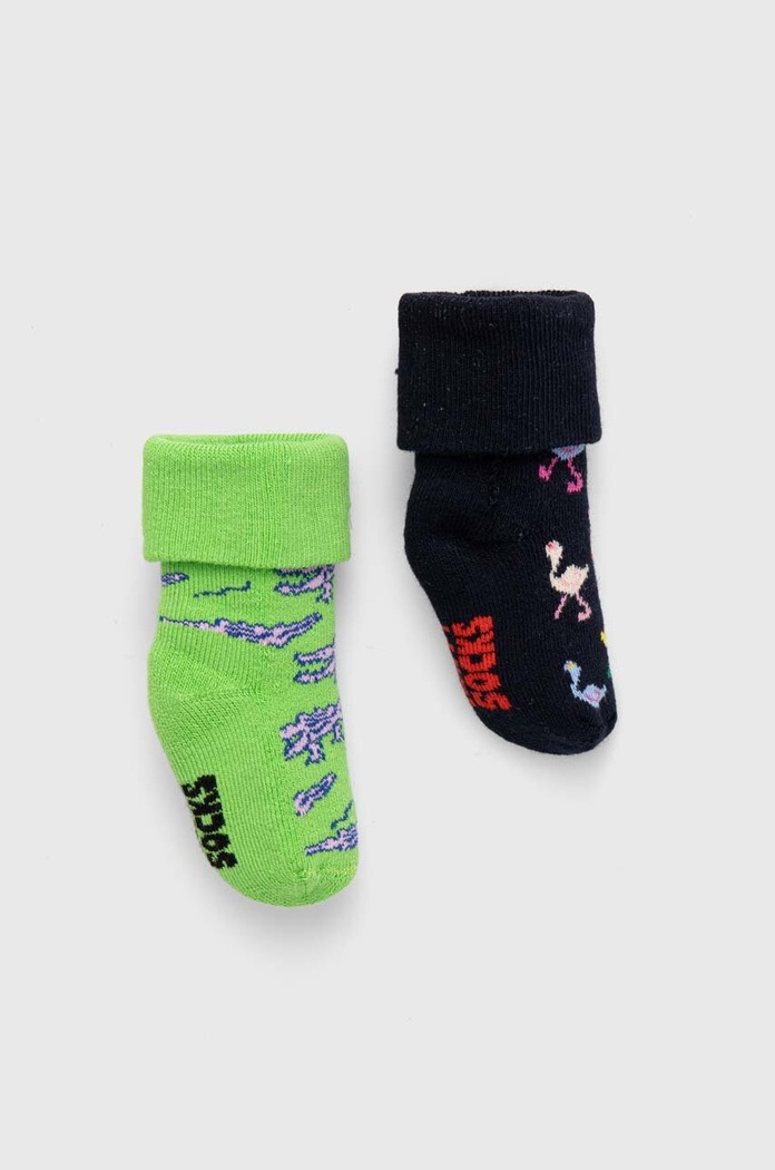 Happy Socks gyerek zokni Kids Animals Baby Terry Socks 2 pár hosszúszárú zokni fekete P000827