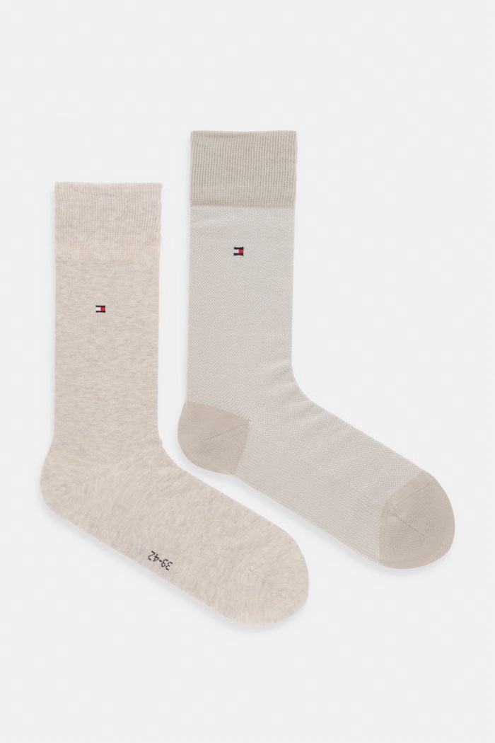 Κάλτσες Tommy Hilfiger 2-pack μελανζέ μπεζ 701226104