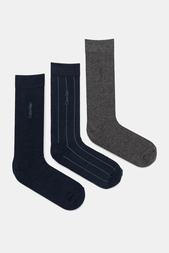 Ponožky Calvin Klein 3-pak melanž fialová 701230087