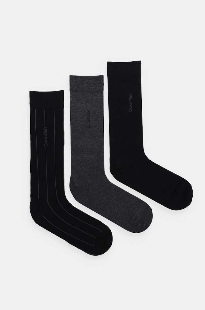 Ponožky Calvin Klein 3-pak melanž čierna 701230087