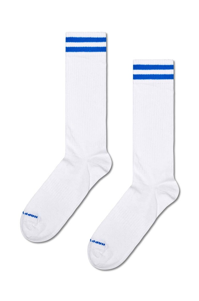 Ponožky Happy Socks Solid Sneaker Thin Crew dlouhé ponožky bílá P001023