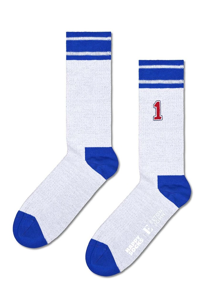 Čarape Happy Socks x Elton John Stadium Mid High visoke čarape bijela P000673
