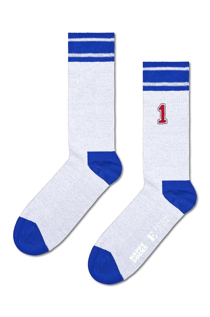 Čarape Happy Socks x Elton John Stadium Mid High visoke čarape bijela P000673