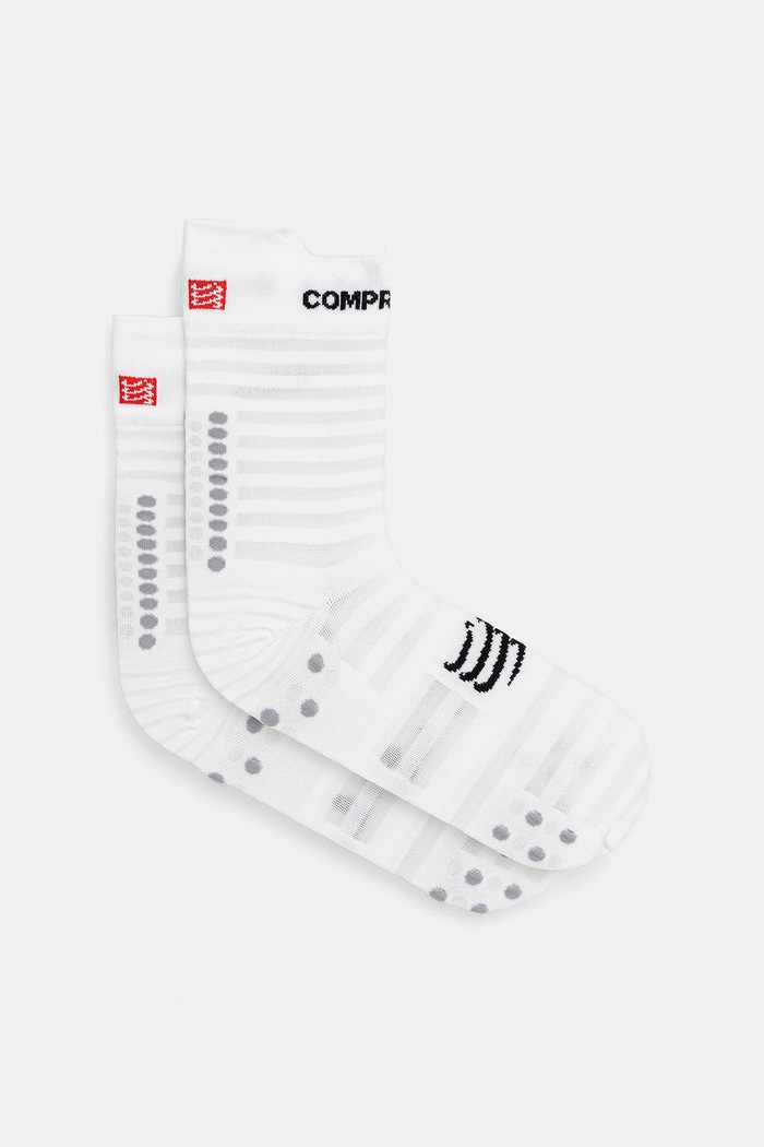 Ponožky Compressport Pro Racing Socks v4.0 Ultralight Run High - White/Alloy beh biela XU00050B