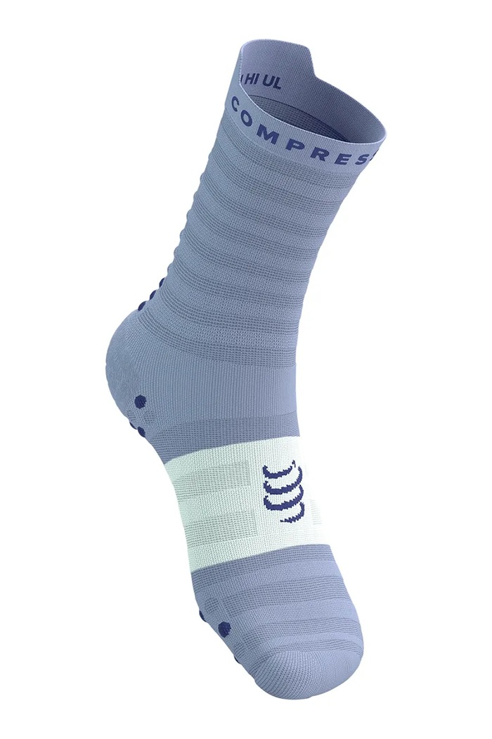 Κάλτσες Compressport Pro Racing Socks v4.0 Ultralight Run High - White/Alloy XU00050B μωβ SS26