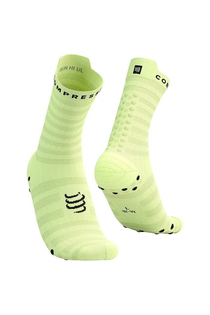 Ponožky Compressport Pro Racing Socks v4.0 Ultralight Run High - White/Alloy beh žltá XU00050B