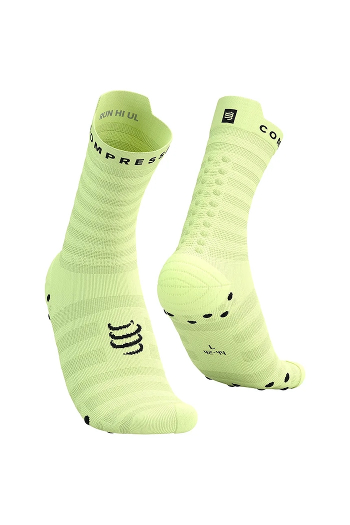 Ponožky Compressport Pro Racing Socks v4.0 Ultralight Run High - White/Alloy beh žltá XU00050B