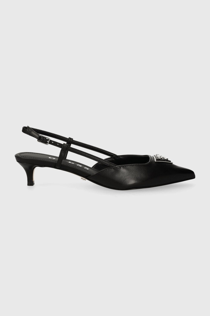 Kožené lodičky Guess JESSON ostrá čierna FLPJES.LEA05.BLACK
