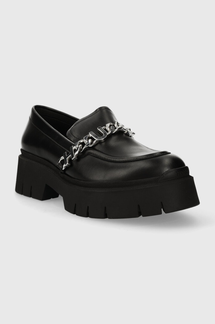 Kožené mokasíny HUGO Kris 50513483.001 černá SS24