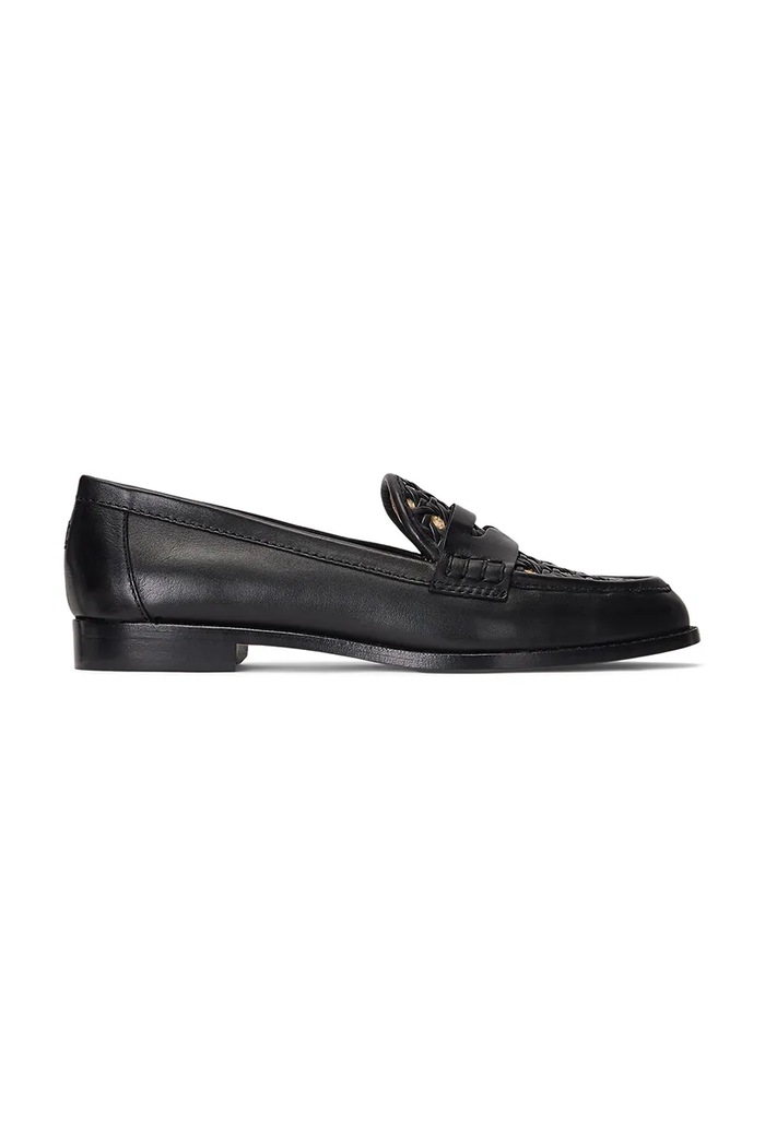 Kožené mokasíny Lauren Ralph Lauren Wynnie II bez podpatku černá 802925342001.001