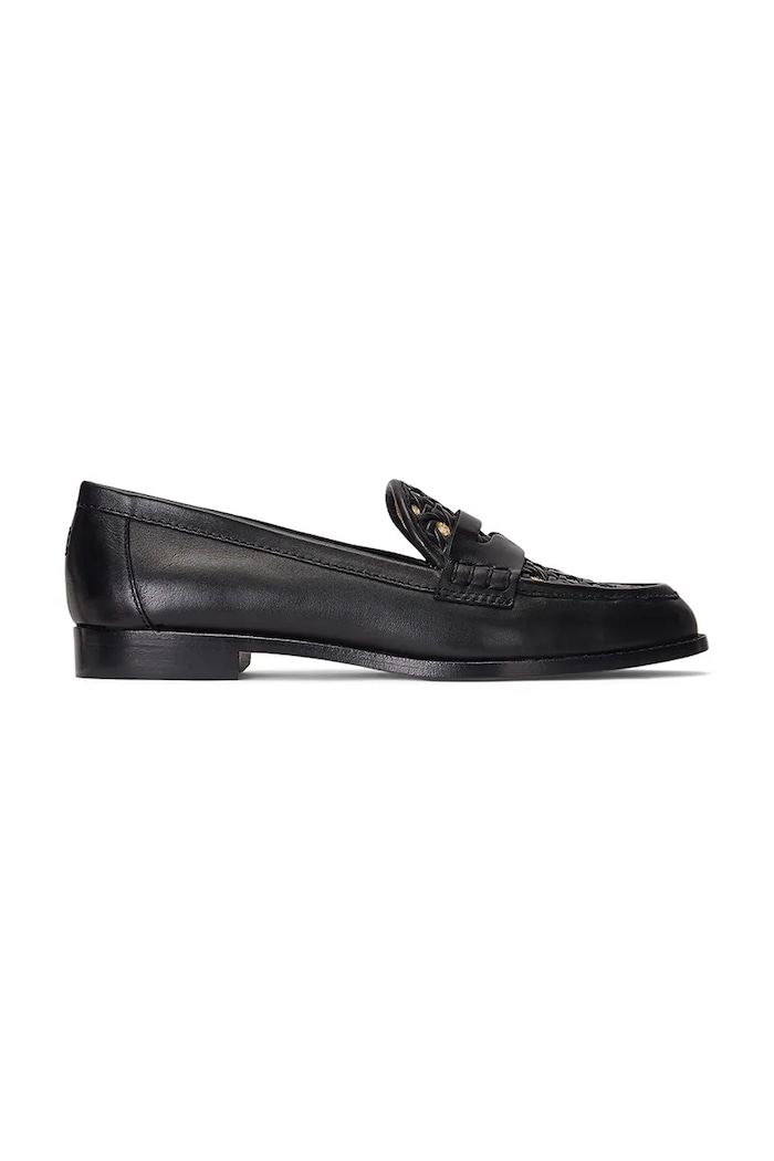 Kožené mokasíny Lauren Ralph Lauren Wynnie II bez podpatku černá 802925342001.001