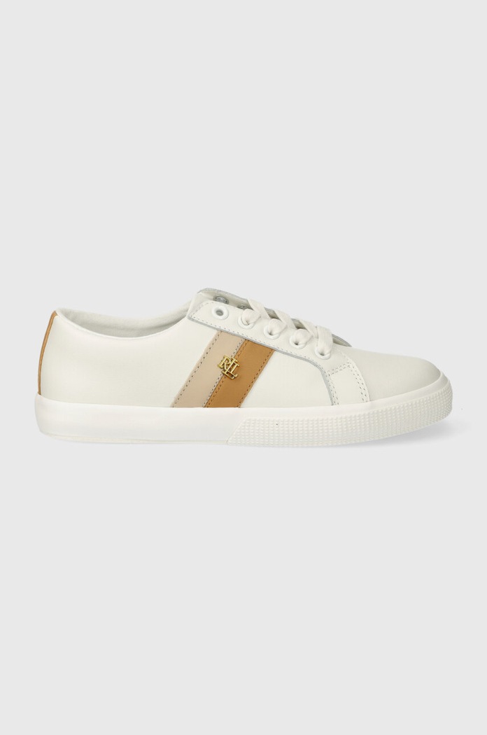Kožené tenisky Lauren Ralph Lauren Janson II plochá biela 802925365001.100