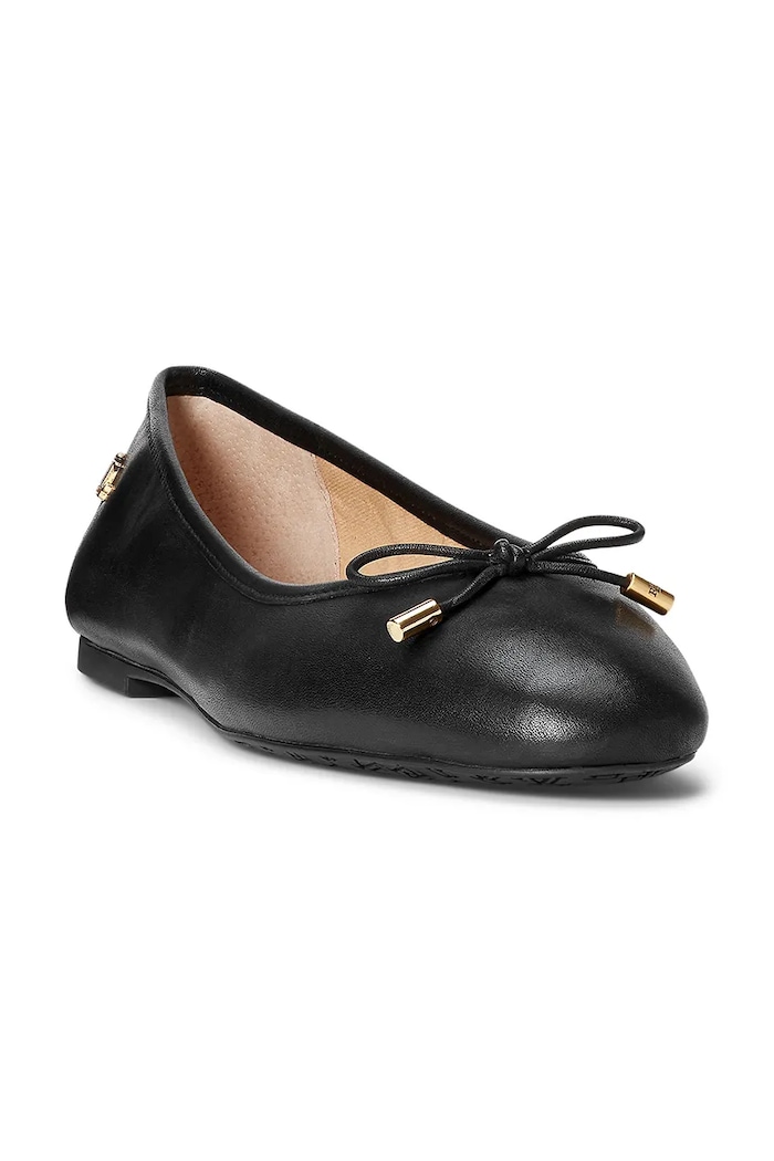Lauren Ralph bőr balerina cipő Jayna 802940603001.001 fekete AW25
