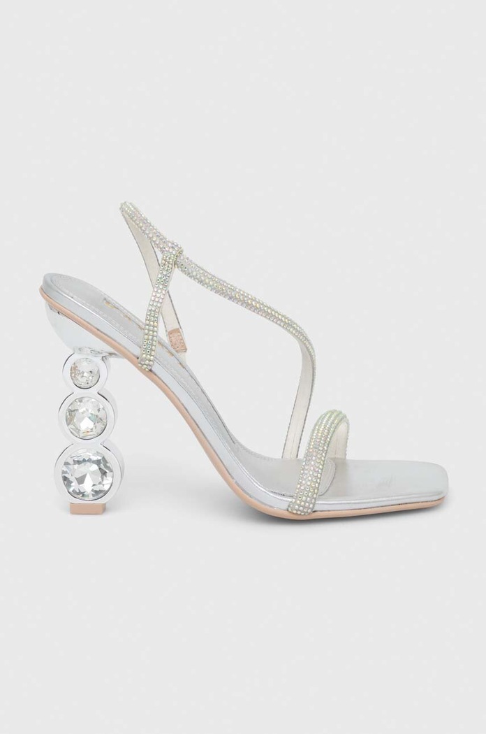 Δερμάτινα πέδιλα Kat Maconie Kabita στιλέτο ασημί KABITA.COCO.CREAM