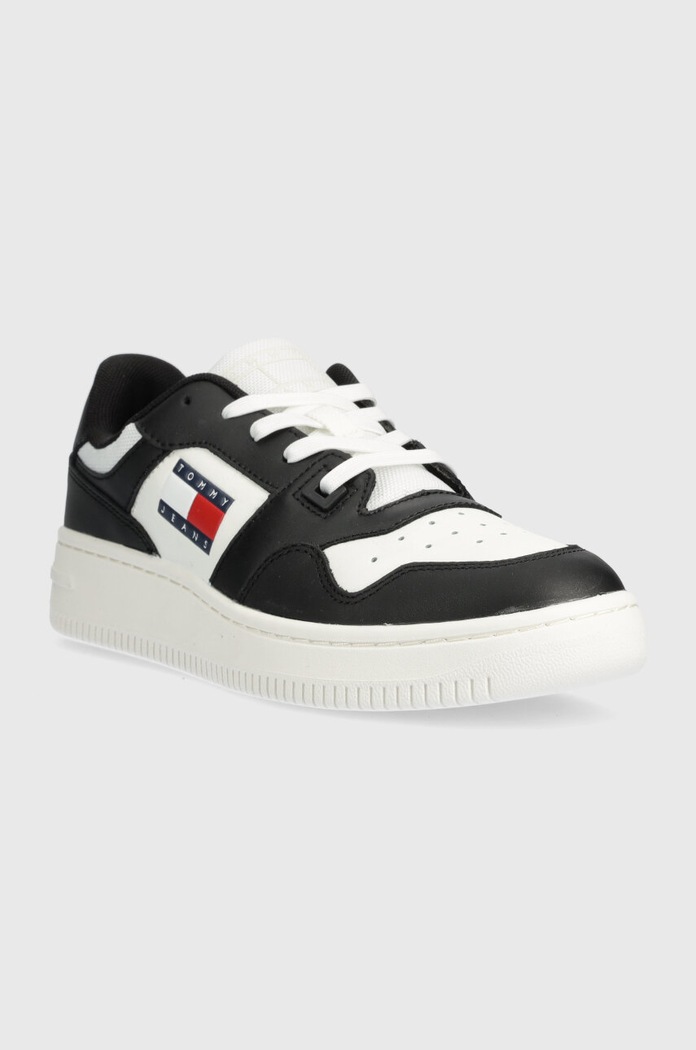 Kožené tenisky Tommy Jeans TJW RETRO BASKET ESS EN0EN02505 čierna SS25