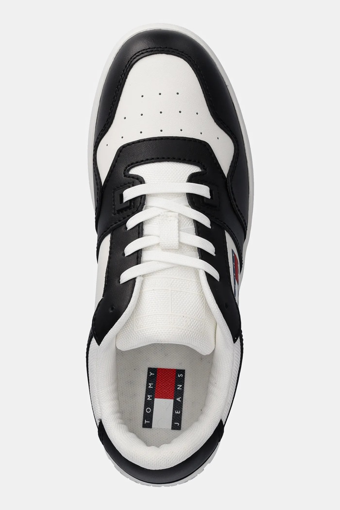 Kožené sneakers boty Tommy Jeans TJW RETRO BASKET ESS černá EN0EN02505