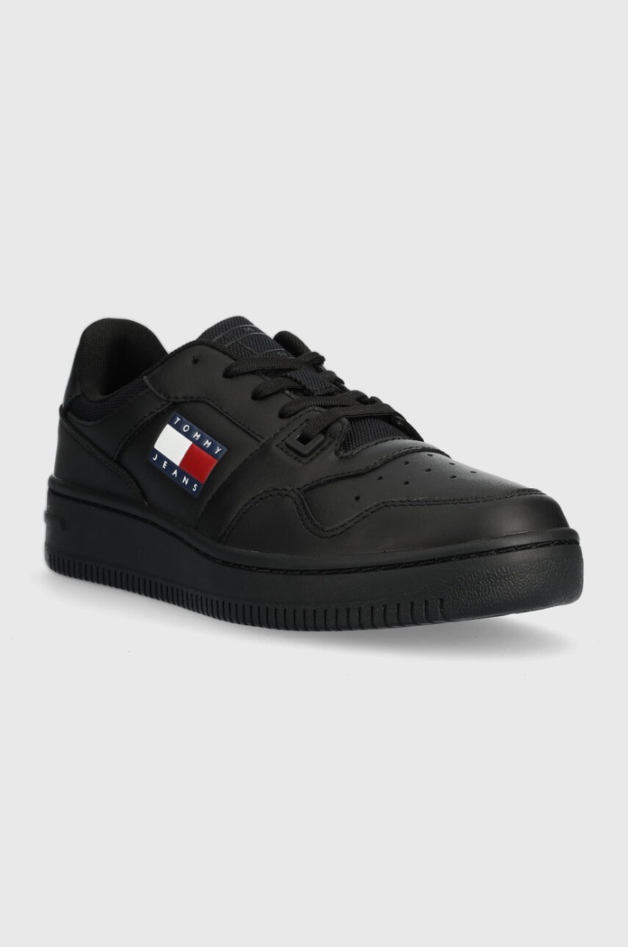 Tommy Jeans Sneakersy skórzane TJW RETRO BASKET ESS EN0EN02505 czarny SS25
