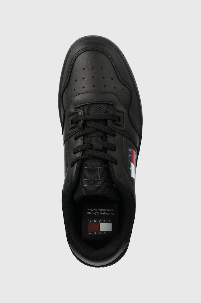 Sneakersy skórzane TJW RETRO BASKET ESS Tommy Jeans EN0EN02505 czarny